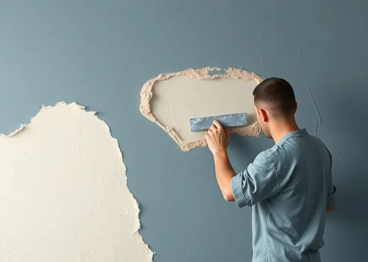 Application d'un enduit décoratif à la lisseuse sur un mur