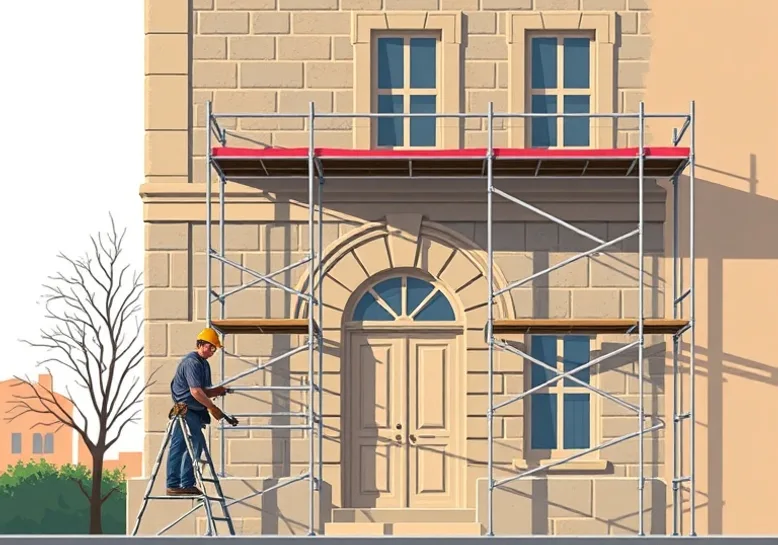Ravalement de façade en pierre, nettoyage et application d'enduit